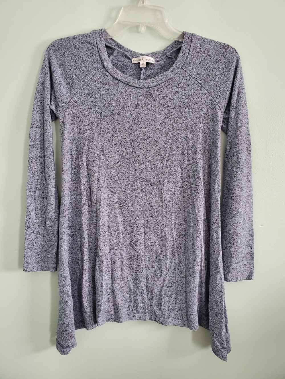 Moa Moa Heathered Light Blue Scoop Neck Sweater